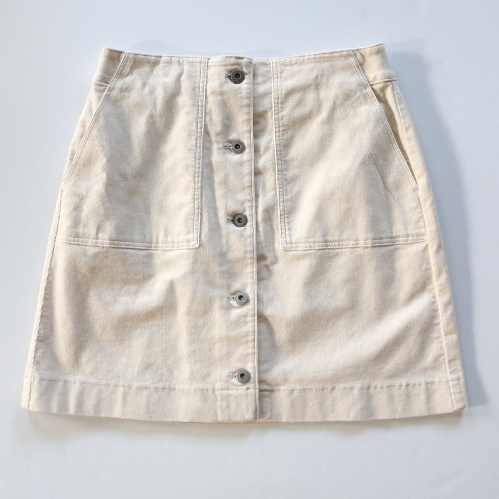 Uniqlo Off White Corduroy High Waist Mini Skirt NWT Size 2
